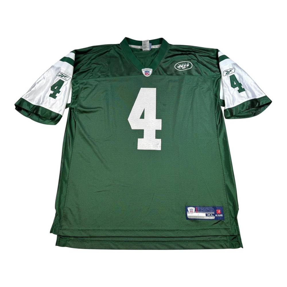 New York Jets Jersey Mens XL Green NFL Football Brett Favre 4 Reebok Throwback